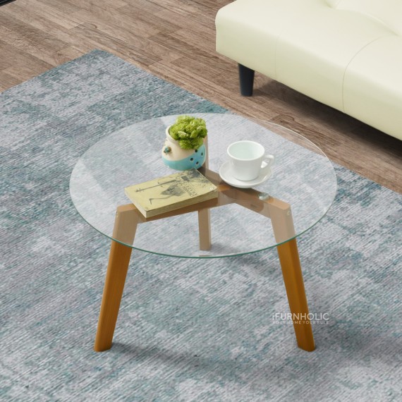 Orin Glasstop Round Coffee Table ( Brown )