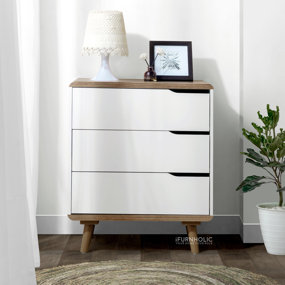 Hanover 3 Drawers (Ivory-Brown)