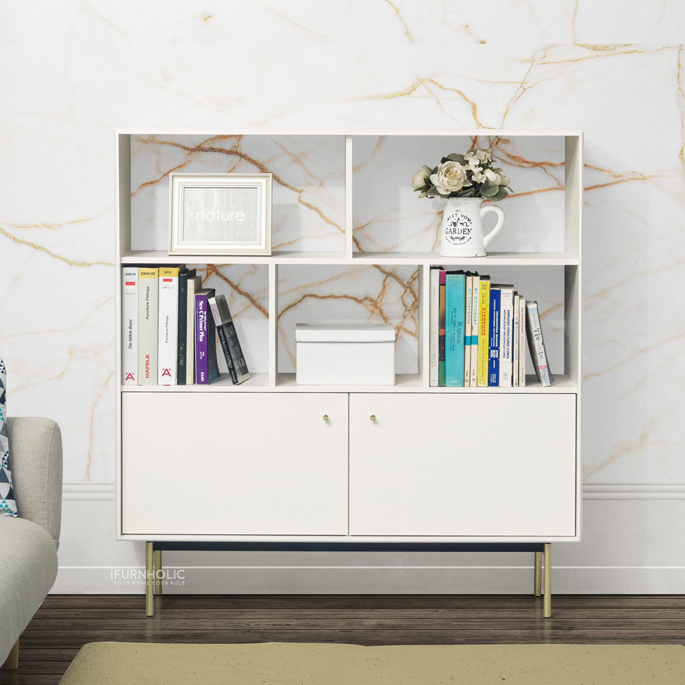 Balancia Showcase Cabinet Wide (Ivory-Gold)