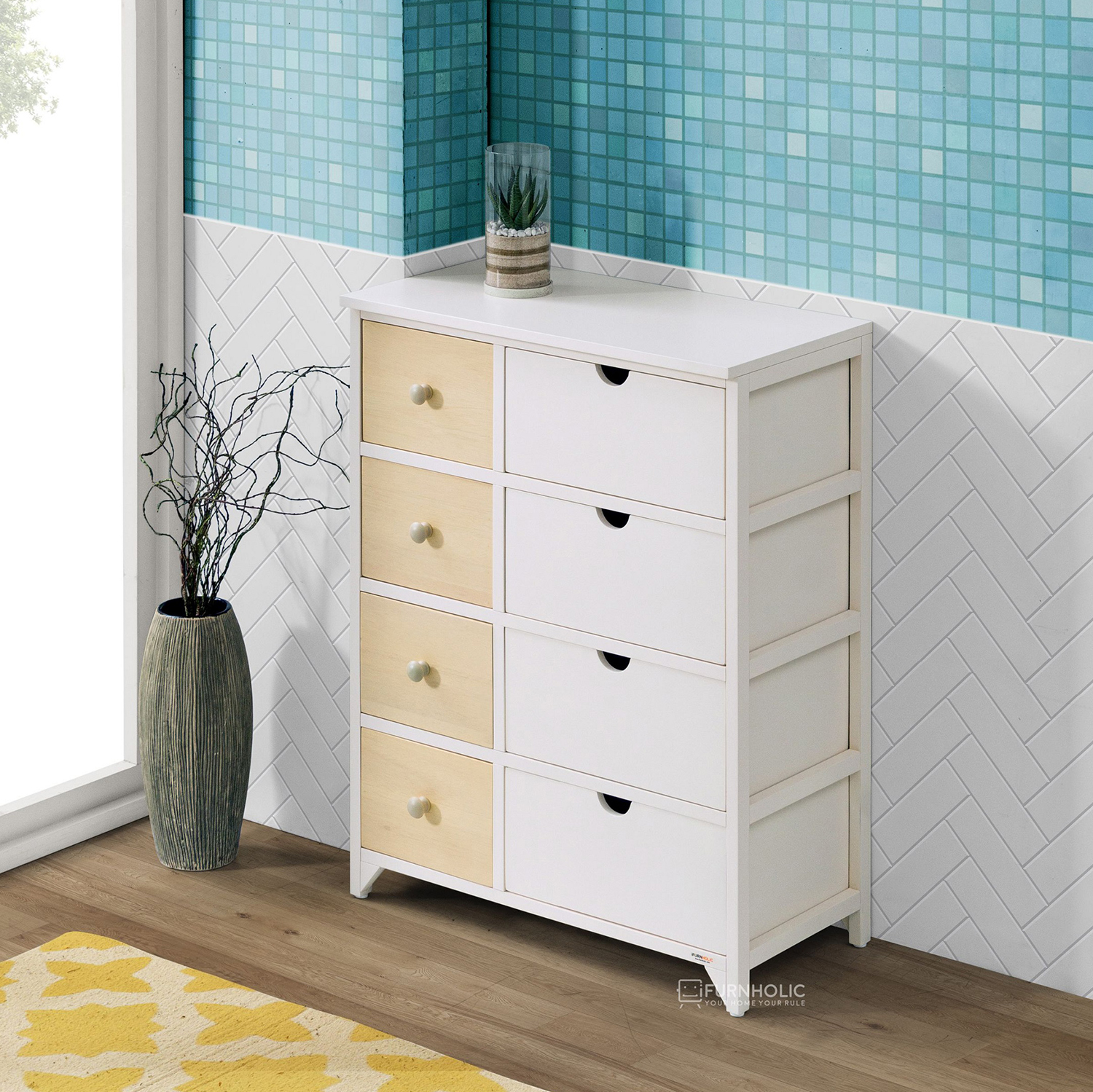 Bigger Sandra 8 Drawers (Ivory-Natural)
